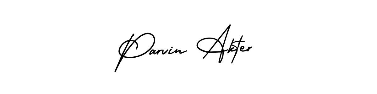 How to make Parvin Akter name signature. Use AmerikaSignatureDemo-Regular style for creating short signs online. This is the latest handwritten sign. Parvin Akter signature style 3 images and pictures png