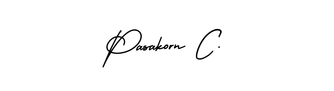 You should practise on your own different ways (AmerikaSignatureDemo-Regular) to write your name (Pasakorn C.) in signature. don't let someone else do it for you. Pasakorn C. signature style 3 images and pictures png
