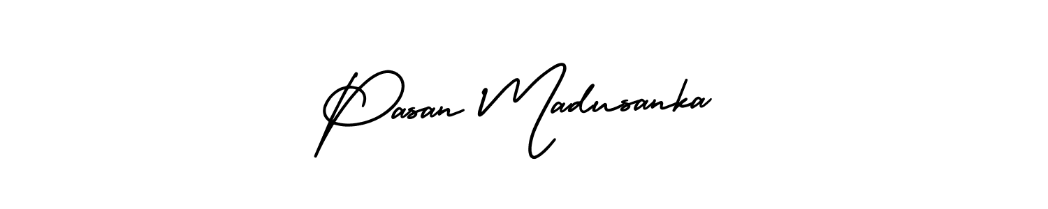 How to make Pasan Madusanka name signature. Use AmerikaSignatureDemo-Regular style for creating short signs online. This is the latest handwritten sign. Pasan Madusanka signature style 3 images and pictures png