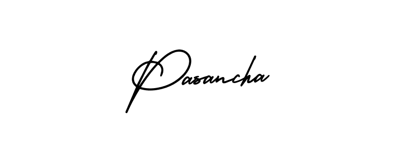 You should practise on your own different ways (AmerikaSignatureDemo-Regular) to write your name (Pasancha) in signature. don't let someone else do it for you. Pasancha signature style 3 images and pictures png