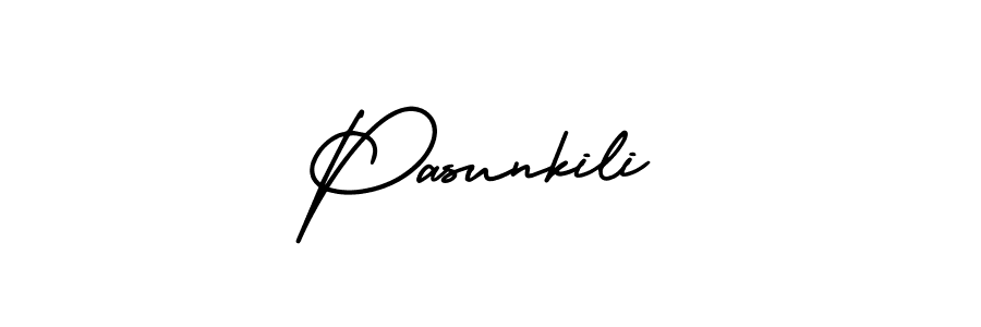 The best way (AmerikaSignatureDemo-Regular) to make a short signature is to pick only two or three words in your name. The name Pasunkili include a total of six letters. For converting this name. Pasunkili signature style 3 images and pictures png