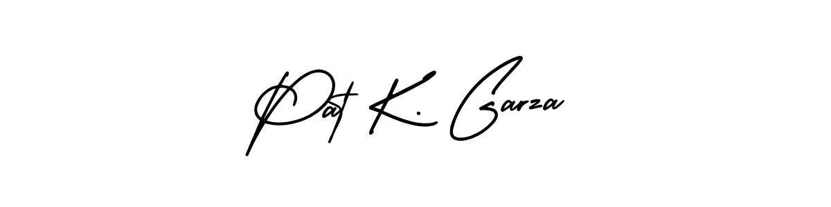 You should practise on your own different ways (AmerikaSignatureDemo-Regular) to write your name (Pat K. Garza) in signature. don't let someone else do it for you. Pat K. Garza signature style 3 images and pictures png