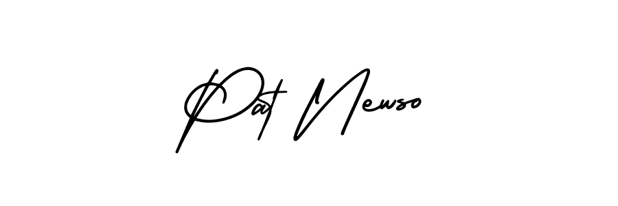 You should practise on your own different ways (AmerikaSignatureDemo-Regular) to write your name (Pat Newso) in signature. don't let someone else do it for you. Pat Newso signature style 3 images and pictures png
