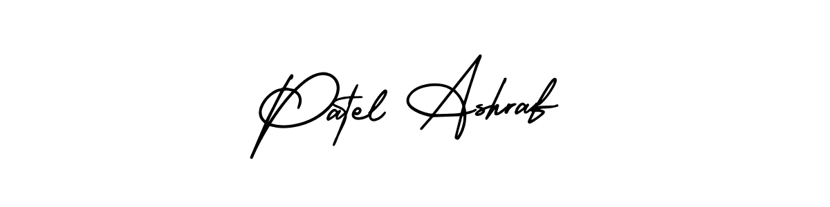 You should practise on your own different ways (AmerikaSignatureDemo-Regular) to write your name (Patel Ashraf) in signature. don't let someone else do it for you. Patel Ashraf signature style 3 images and pictures png