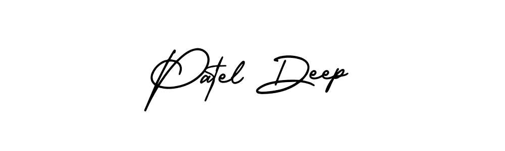 You should practise on your own different ways (AmerikaSignatureDemo-Regular) to write your name (Patel Deep) in signature. don't let someone else do it for you. Patel Deep signature style 3 images and pictures png