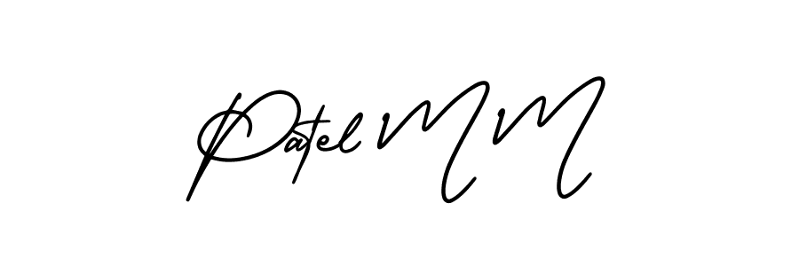 Use a signature maker to create a handwritten signature online. With this signature software, you can design (AmerikaSignatureDemo-Regular) your own signature for name Patel M M. Patel M M signature style 3 images and pictures png