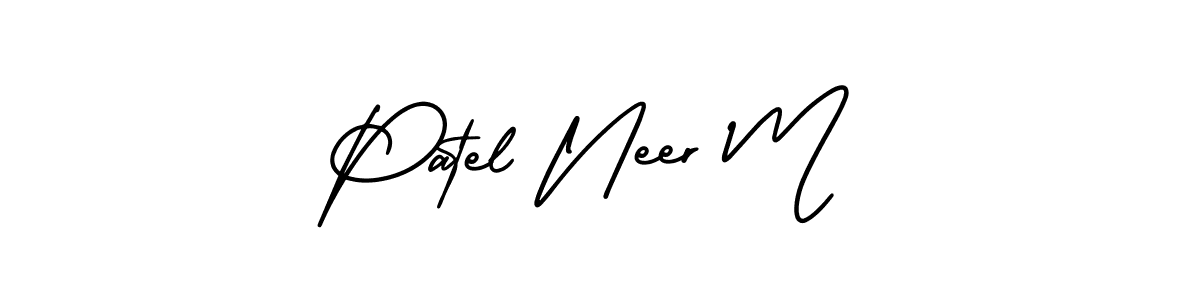 Similarly AmerikaSignatureDemo-Regular is the best handwritten signature design. Signature creator online .You can use it as an online autograph creator for name Patel Neer M. Patel Neer M signature style 3 images and pictures png