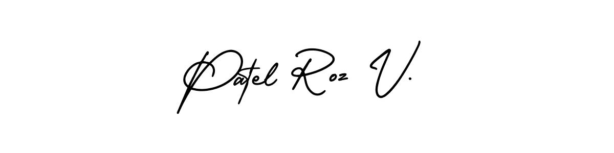 Similarly AmerikaSignatureDemo-Regular is the best handwritten signature design. Signature creator online .You can use it as an online autograph creator for name Patel Roz V.. Patel Roz V. signature style 3 images and pictures png