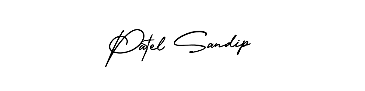 You should practise on your own different ways (AmerikaSignatureDemo-Regular) to write your name (Patel Sandip) in signature. don't let someone else do it for you. Patel Sandip signature style 3 images and pictures png