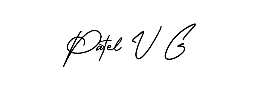 How to make Patel V G name signature. Use AmerikaSignatureDemo-Regular style for creating short signs online. This is the latest handwritten sign. Patel V G signature style 3 images and pictures png