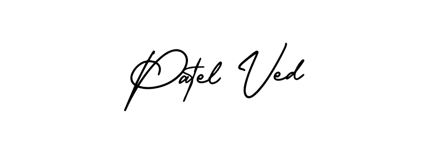 Design your own signature with our free online signature maker. With this signature software, you can create a handwritten (AmerikaSignatureDemo-Regular) signature for name Patel Ved. Patel Ved signature style 3 images and pictures png