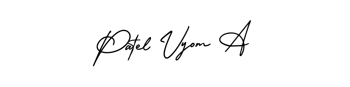 Use a signature maker to create a handwritten signature online. With this signature software, you can design (AmerikaSignatureDemo-Regular) your own signature for name Patel Vyom A. Patel Vyom A signature style 3 images and pictures png