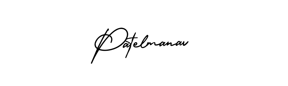 How to make Patelmanav name signature. Use AmerikaSignatureDemo-Regular style for creating short signs online. This is the latest handwritten sign. Patelmanav signature style 3 images and pictures png