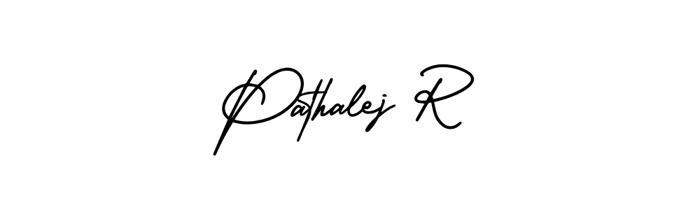 The best way (AmerikaSignatureDemo-Regular) to make a short signature is to pick only two or three words in your name. The name Pathalej R include a total of six letters. For converting this name. Pathalej R signature style 3 images and pictures png
