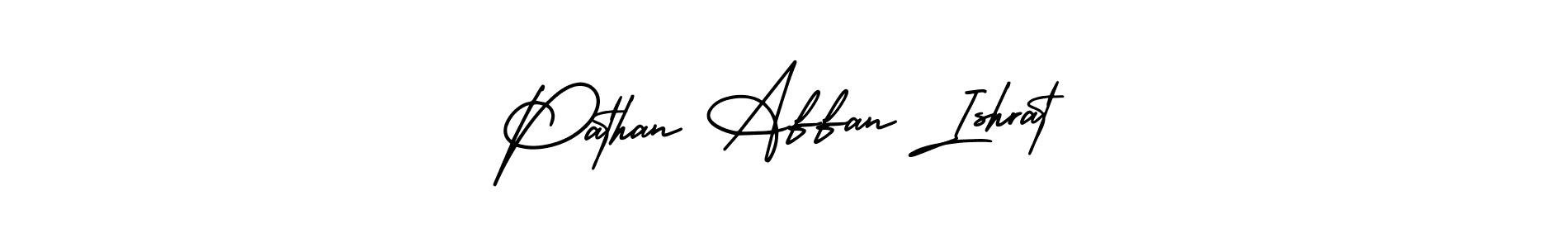 The best way (AmerikaSignatureDemo-Regular) to make a short signature is to pick only two or three words in your name. The name Pathan Affan Ishrat include a total of six letters. For converting this name. Pathan Affan Ishrat signature style 3 images and pictures png
