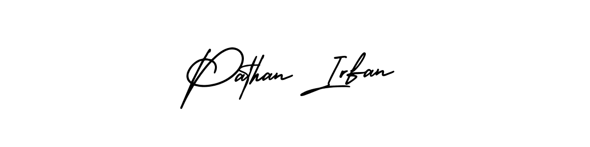 The best way (AmerikaSignatureDemo-Regular) to make a short signature is to pick only two or three words in your name. The name Pathan Irfan include a total of six letters. For converting this name. Pathan Irfan signature style 3 images and pictures png