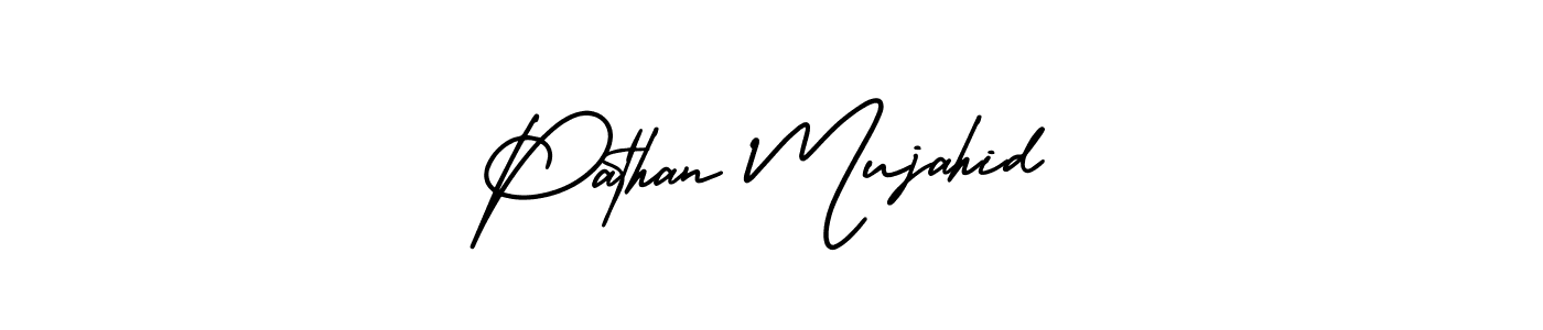Also You can easily find your signature by using the search form. We will create Pathan Mujahid name handwritten signature images for you free of cost using AmerikaSignatureDemo-Regular sign style. Pathan Mujahid signature style 3 images and pictures png