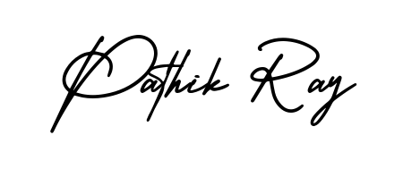 The AmerikaSignatureDemo-Regular typeface gives name Pathik Ray a refined look. Suitable for certificates, diplomas, and official verification. Pathik Ray signature style 3 images and pictures png