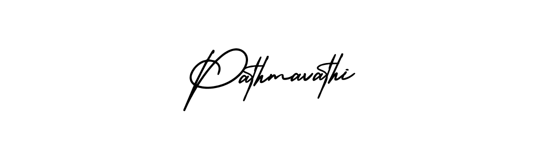 How to make Pathmavathi name signature. Use AmerikaSignatureDemo-Regular style for creating short signs online. This is the latest handwritten sign. Pathmavathi signature style 3 images and pictures png