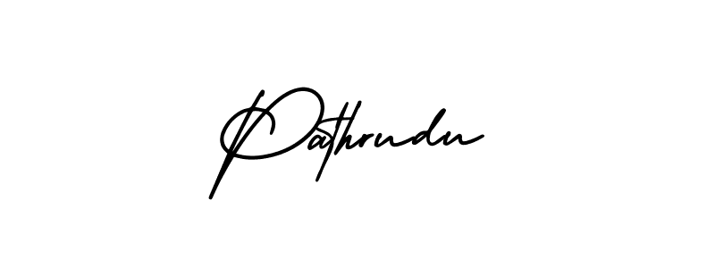 How to make Pathrudu name signature. Use AmerikaSignatureDemo-Regular style for creating short signs online. This is the latest handwritten sign. Pathrudu signature style 3 images and pictures png