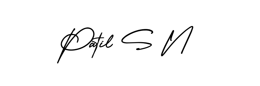 This is the best signature style for the Patil S N name. Also you like these signature font (AmerikaSignatureDemo-Regular). Mix name signature. Patil S N signature style 3 images and pictures png