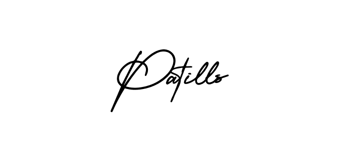 You should practise on your own different ways (AmerikaSignatureDemo-Regular) to write your name (Patills) in signature. don't let someone else do it for you. Patills signature style 3 images and pictures png