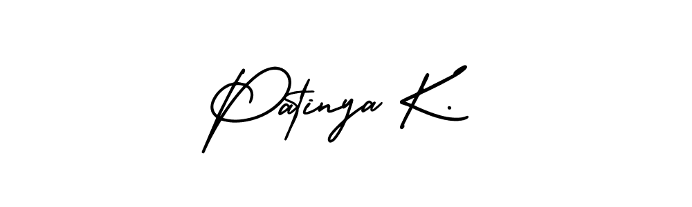 How to make Patinya K. name signature. Use AmerikaSignatureDemo-Regular style for creating short signs online. This is the latest handwritten sign. Patinya K. signature style 3 images and pictures png