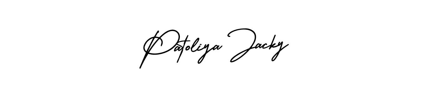 How to make Patoliya Jacky name signature. Use AmerikaSignatureDemo-Regular style for creating short signs online. This is the latest handwritten sign. Patoliya Jacky signature style 3 images and pictures png