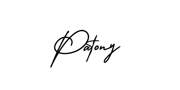 How to make Patony name signature. Use AmerikaSignatureDemo-Regular style for creating short signs online. This is the latest handwritten sign. Patony signature style 3 images and pictures png