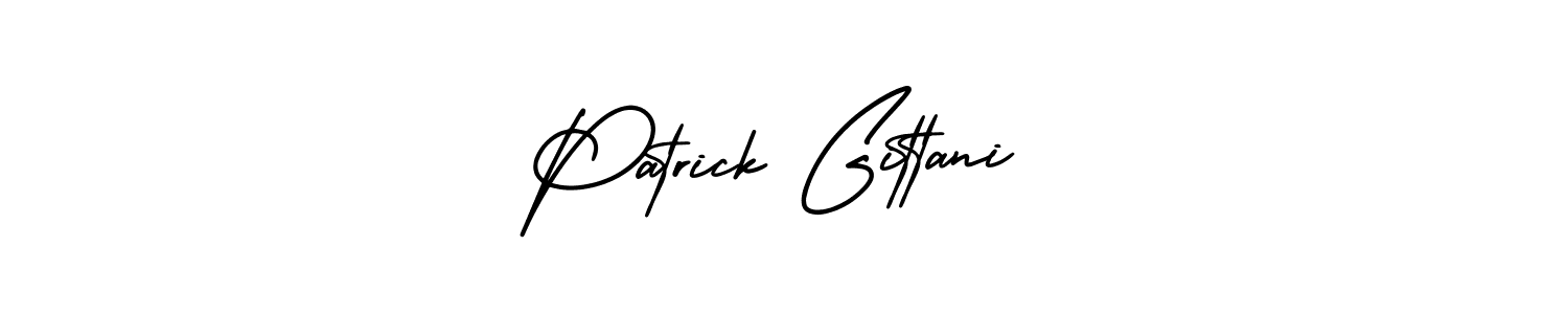 The best way (AmerikaSignatureDemo-Regular) to make a short signature is to pick only two or three words in your name. The name Patrick Gittani include a total of six letters. For converting this name. Patrick Gittani signature style 3 images and pictures png