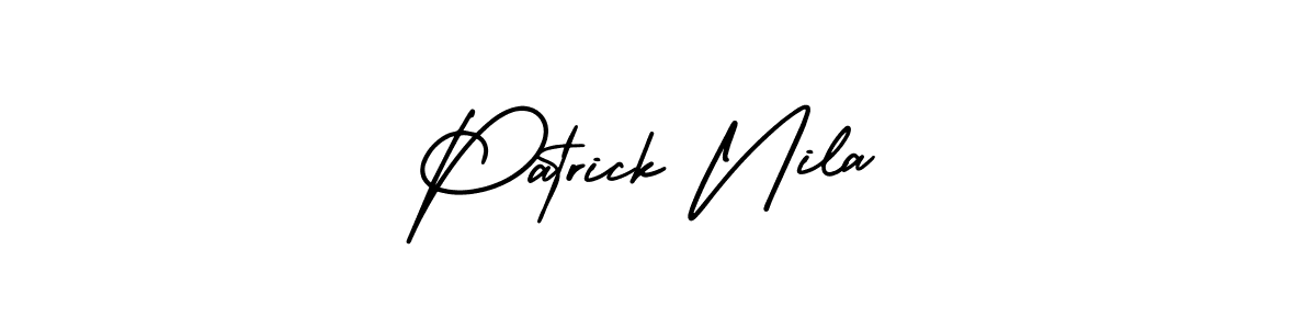 Use a signature maker to create a handwritten signature online. With this signature software, you can design (AmerikaSignatureDemo-Regular) your own signature for name Patrick Nila. Patrick Nila signature style 3 images and pictures png