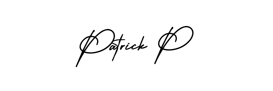 How to make Patrick P name signature. Use AmerikaSignatureDemo-Regular style for creating short signs online. This is the latest handwritten sign. Patrick P signature style 3 images and pictures png