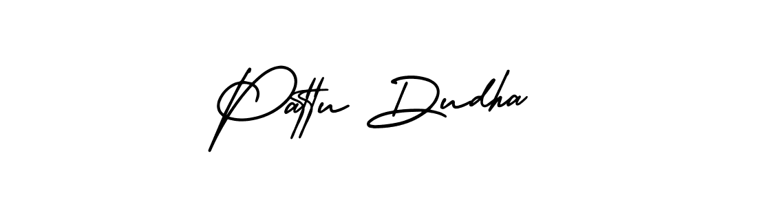 The best way (AmerikaSignatureDemo-Regular) to make a short signature is to pick only two or three words in your name. The name Pattu Dudha include a total of six letters. For converting this name. Pattu Dudha signature style 3 images and pictures png