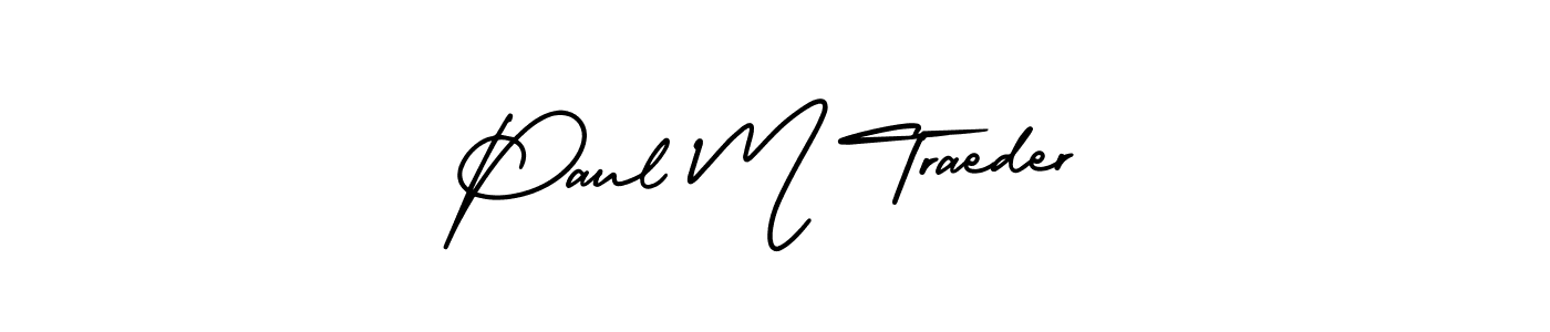 You should practise on your own different ways (AmerikaSignatureDemo-Regular) to write your name (Paul M Traeder) in signature. don't let someone else do it for you. Paul M Traeder signature style 3 images and pictures png