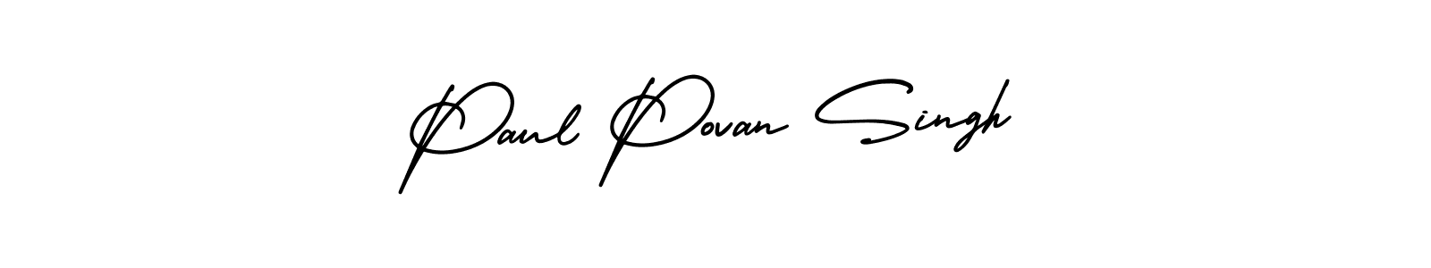 You should practise on your own different ways (AmerikaSignatureDemo-Regular) to write your name (Paul Povan Singh) in signature. don't let someone else do it for you. Paul Povan Singh signature style 3 images and pictures png