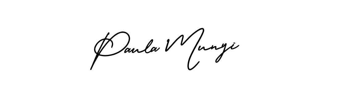 Use a signature maker to create a handwritten signature online. With this signature software, you can design (AmerikaSignatureDemo-Regular) your own signature for name Paula Munyi. Paula Munyi signature style 3 images and pictures png