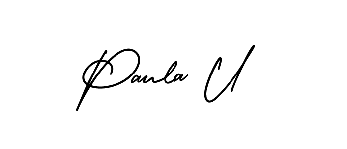 if you are searching for the best signature style for your name Paula U. so please give up your signature search. here we have designed multiple signature styles  using AmerikaSignatureDemo-Regular. Paula U signature style 3 images and pictures png
