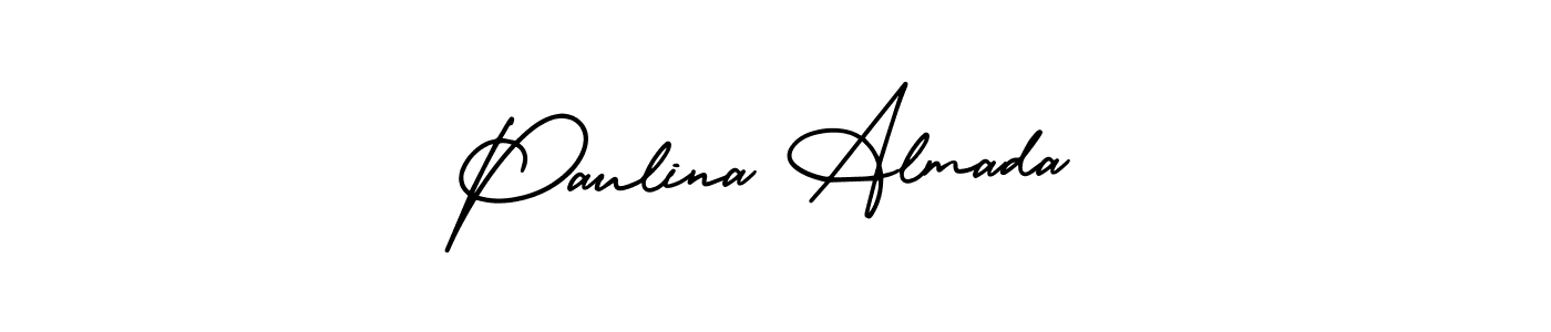 AmerikaSignatureDemo-Regular is a professional signature style that is perfect for those who want to add a touch of class to their signature. It is also a great choice for those who want to make their signature more unique. Get Paulina Almada name to fancy signature for free. Paulina Almada signature style 3 images and pictures png