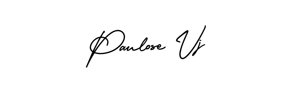 The best way (AmerikaSignatureDemo-Regular) to make a short signature is to pick only two or three words in your name. The name Paulose Vj include a total of six letters. For converting this name. Paulose Vj signature style 3 images and pictures png