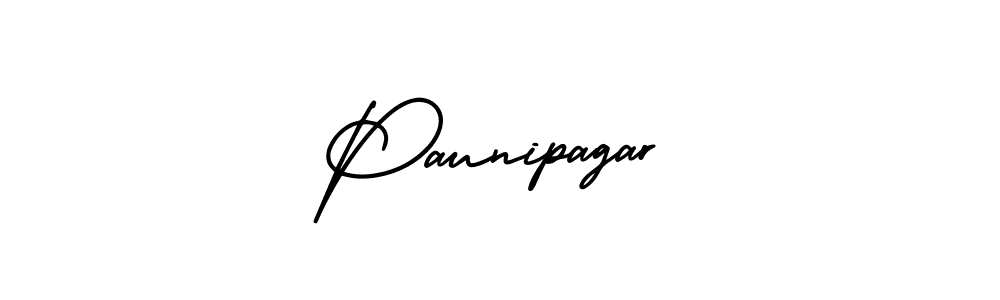 You should practise on your own different ways (AmerikaSignatureDemo-Regular) to write your name (Paunipagar) in signature. don't let someone else do it for you. Paunipagar signature style 3 images and pictures png