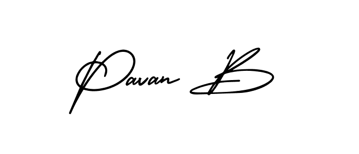 You should practise on your own different ways (AmerikaSignatureDemo-Regular) to write your name (Pavan B) in signature. don't let someone else do it for you. Pavan B signature style 3 images and pictures png