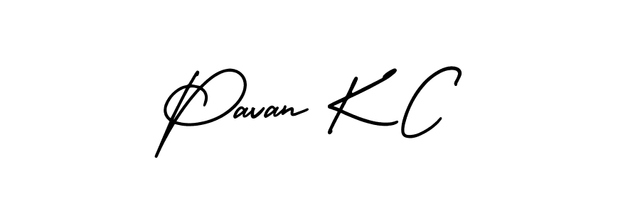 You should practise on your own different ways (AmerikaSignatureDemo-Regular) to write your name (Pavan K C) in signature. don't let someone else do it for you. Pavan K C signature style 3 images and pictures png