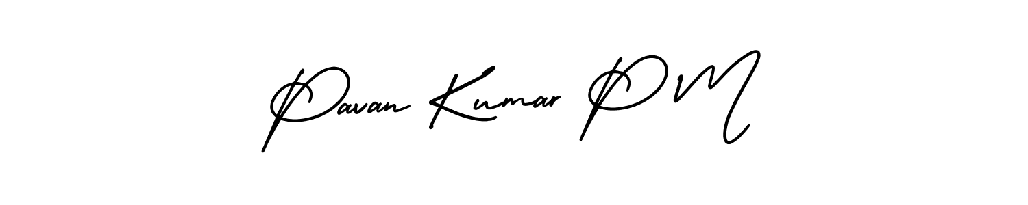 You should practise on your own different ways (AmerikaSignatureDemo-Regular) to write your name (Pavan Kumar P M) in signature. don't let someone else do it for you. Pavan Kumar P M signature style 3 images and pictures png