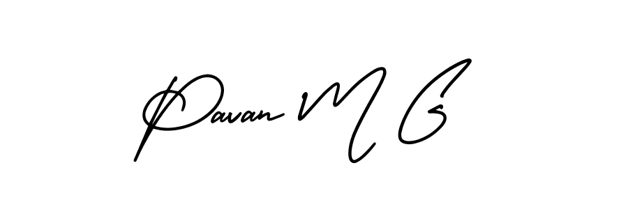 The best way (AmerikaSignatureDemo-Regular) to make a short signature is to pick only two or three words in your name. The name Pavan M G include a total of six letters. For converting this name. Pavan M G signature style 3 images and pictures png