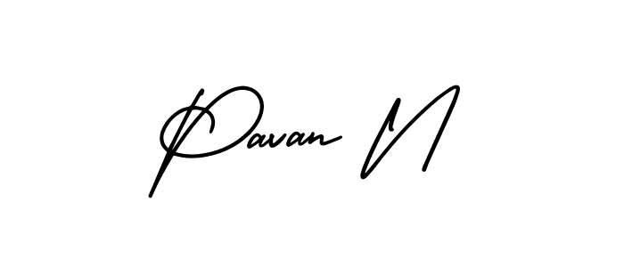 Pavan N stylish signature style. Best Handwritten Sign (AmerikaSignatureDemo-Regular) for my name. Handwritten Signature Collection Ideas for my name Pavan N. Pavan N signature style 3 images and pictures png