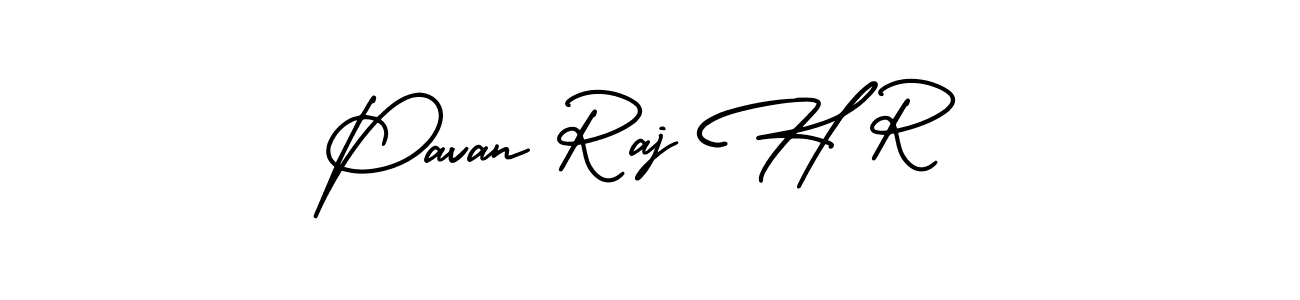 The best way (AmerikaSignatureDemo-Regular) to make a short signature is to pick only two or three words in your name. The name Pavan Raj H R include a total of six letters. For converting this name. Pavan Raj H R signature style 3 images and pictures png