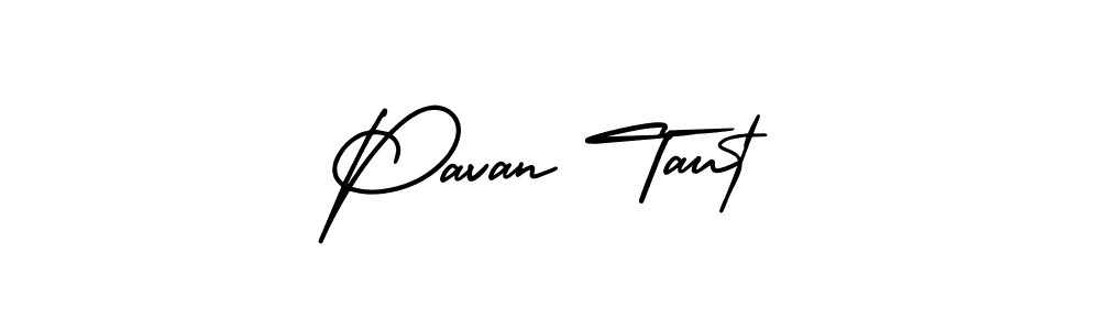 You should practise on your own different ways (AmerikaSignatureDemo-Regular) to write your name (Pavan Taut) in signature. don't let someone else do it for you. Pavan Taut signature style 3 images and pictures png