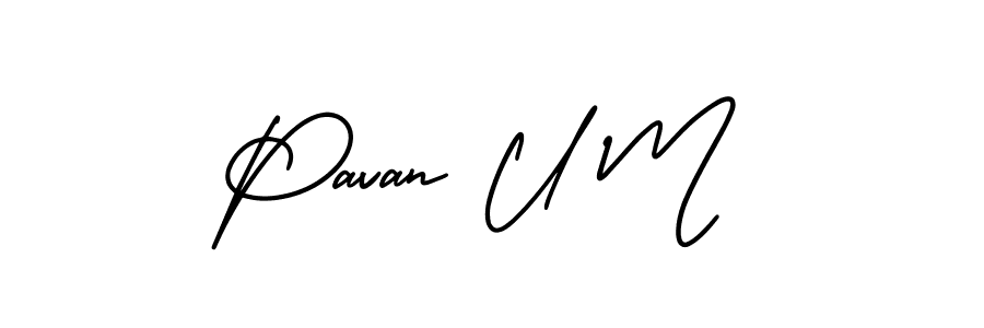 Pavan U M stylish signature style. Best Handwritten Sign (AmerikaSignatureDemo-Regular) for my name. Handwritten Signature Collection Ideas for my name Pavan U M. Pavan U M signature style 3 images and pictures png