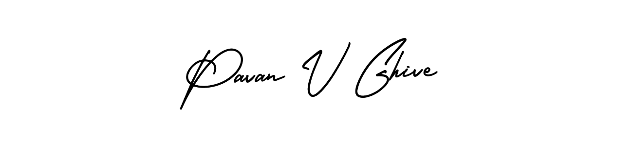 The best way (AmerikaSignatureDemo-Regular) to make a short signature is to pick only two or three words in your name. The name Pavan V Ghive include a total of six letters. For converting this name. Pavan V Ghive signature style 3 images and pictures png