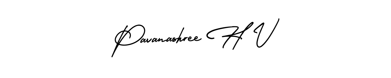 The best way (AmerikaSignatureDemo-Regular) to make a short signature is to pick only two or three words in your name. The name Pavanashree H V include a total of six letters. For converting this name. Pavanashree H V signature style 3 images and pictures png